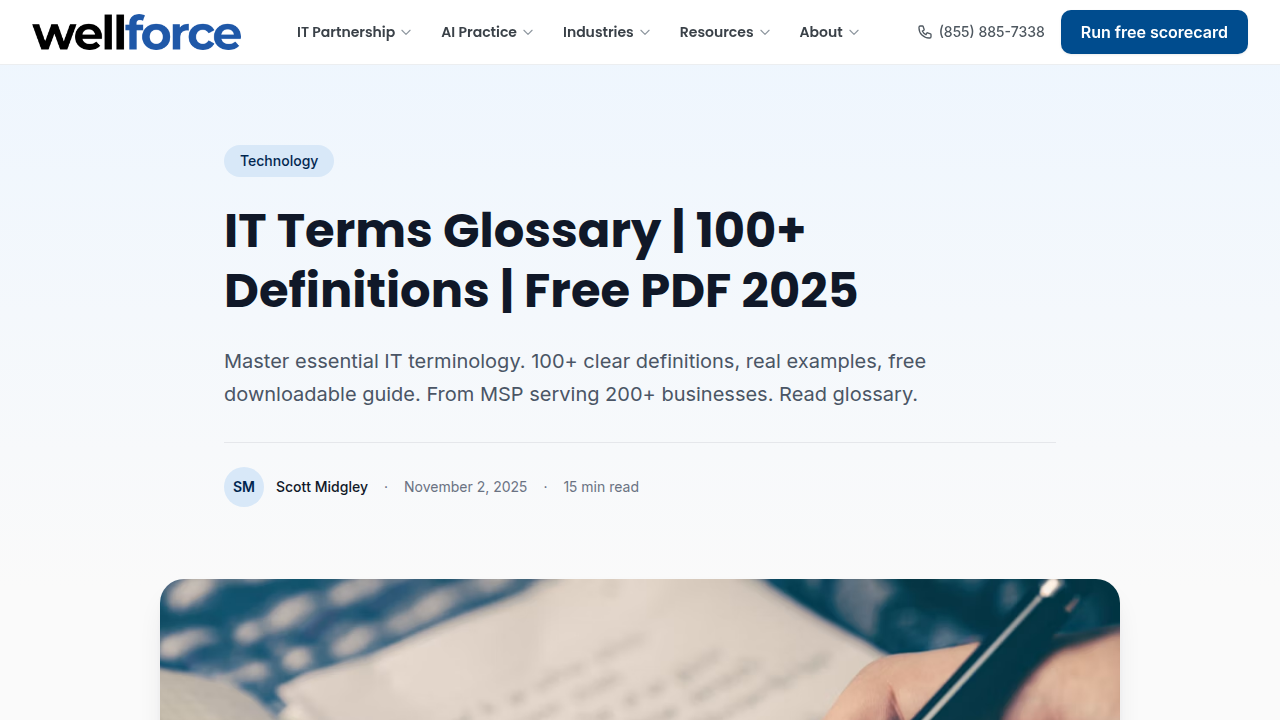 Screenshot of a comprehensive IT glossary providing clear definitions for common technology terms.