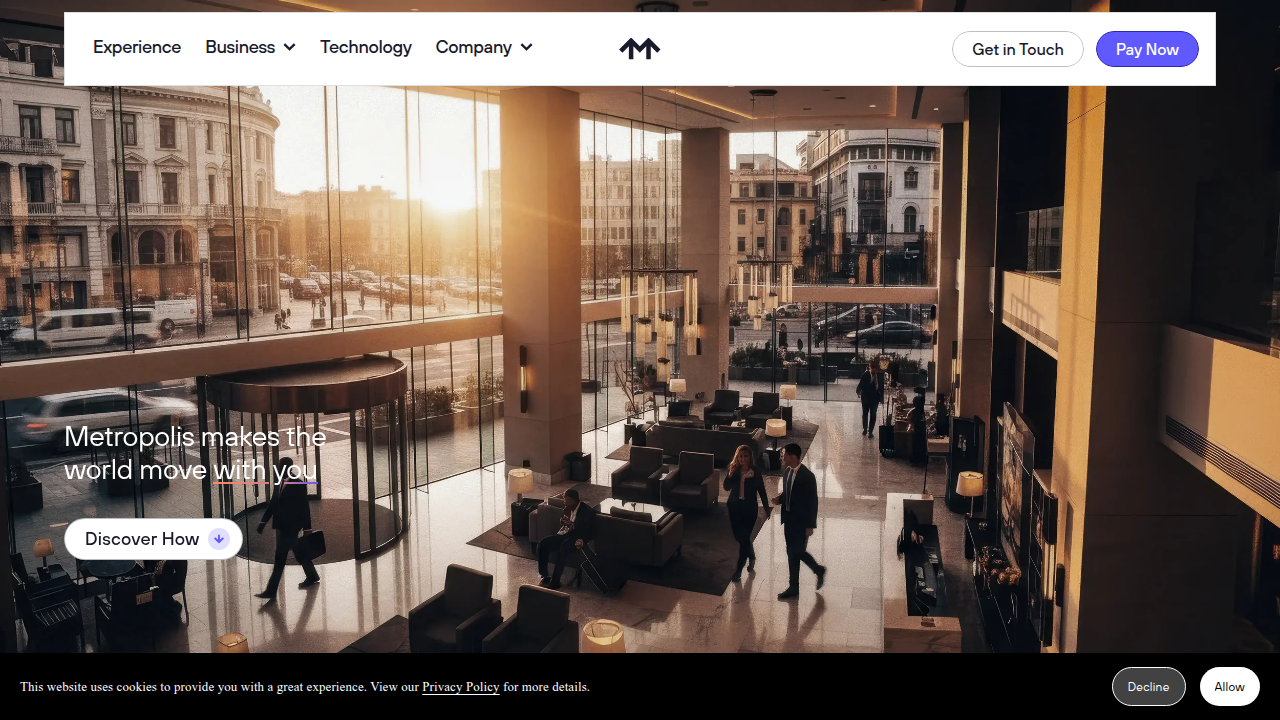 Screenshot of Metropolis Technologies' homepage, showcasing their innovative checkout-free parking solutions.