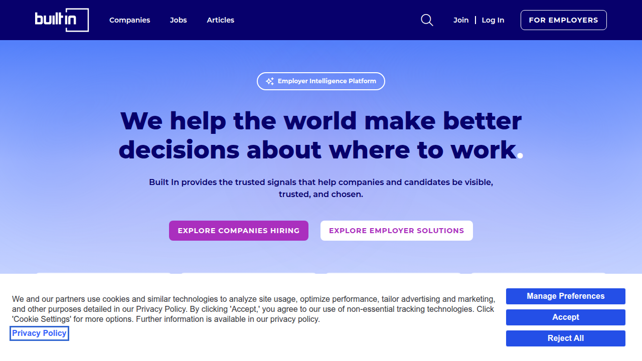 A screenshot of Built In's website, an online resource for technology definitions and industry insights.