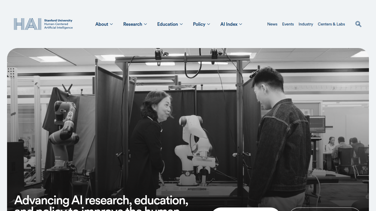 Stanford's Human-Centered AI (HAI) institute is a leading source for AI research and reports.