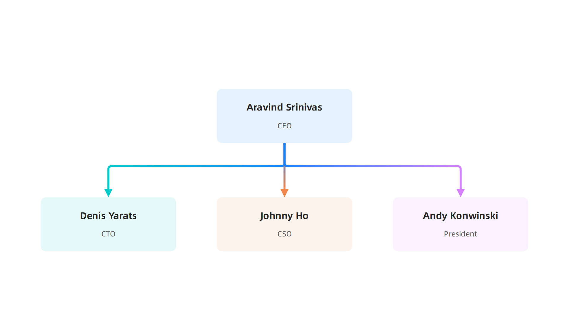 The core founding team members of Perplexity AI and their respective leadership roles.