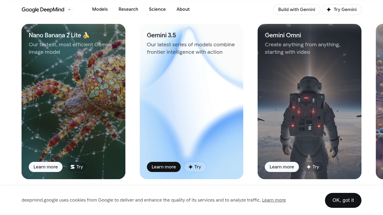 The official Google DeepMind website showcases their latest research, projects, and scientific breakthroughs.