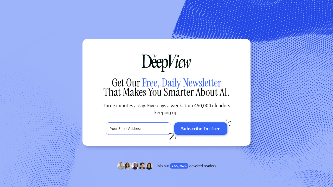 The subscription page for 'The AI Newsletter Worth Reading,' offering daily curated insights on AI trends.