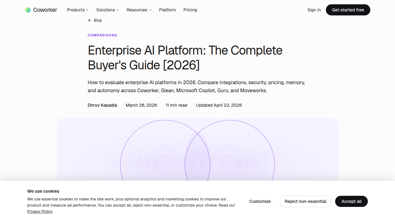 A screenshot from Coworker.ai, offering a guide for evaluating enterprise AI platforms.